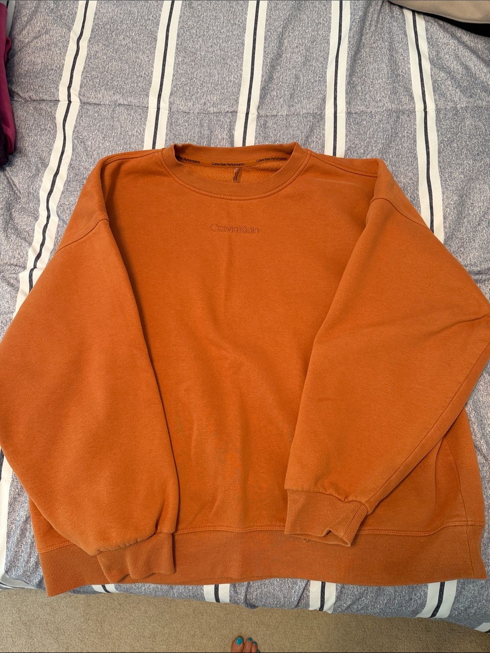 Calvin Klein Men's Rust Orange Crewneck Sweatshirt